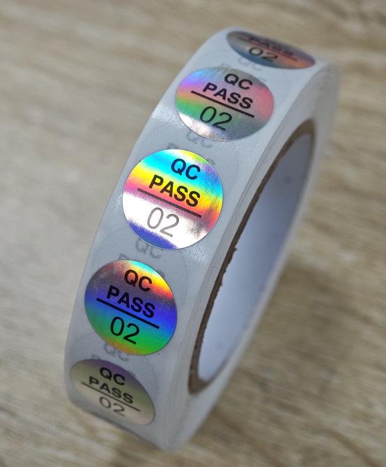 Transparent Self-Adhesive QC Pass Label - Round Laser Quality Inspection Sticker