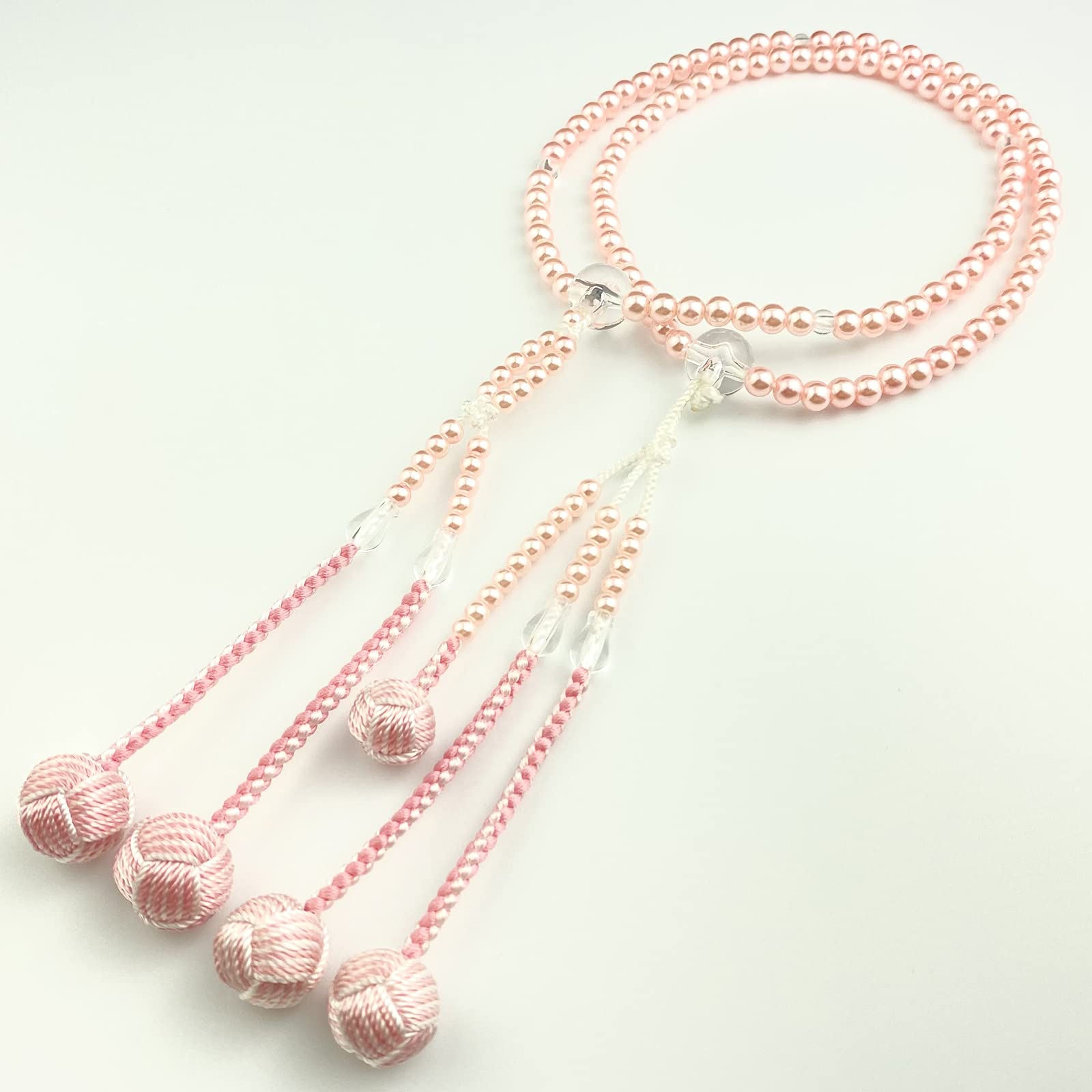 WONDERFUL LOTUS Myorenka Myorenka Soka Gakkai Prayer Beads SGI Prayer Beads for Women and PC Pink Pearl with Acrylic Crystal Temari Tassel Children, розовый