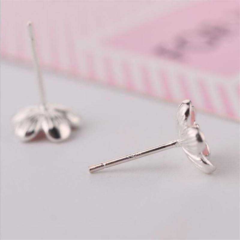 New Arrival Cute Temperament Literary Flower 925 Sterling Silver Jewelry Pink Epoxy Crystal Sweet Stud Earrings E177