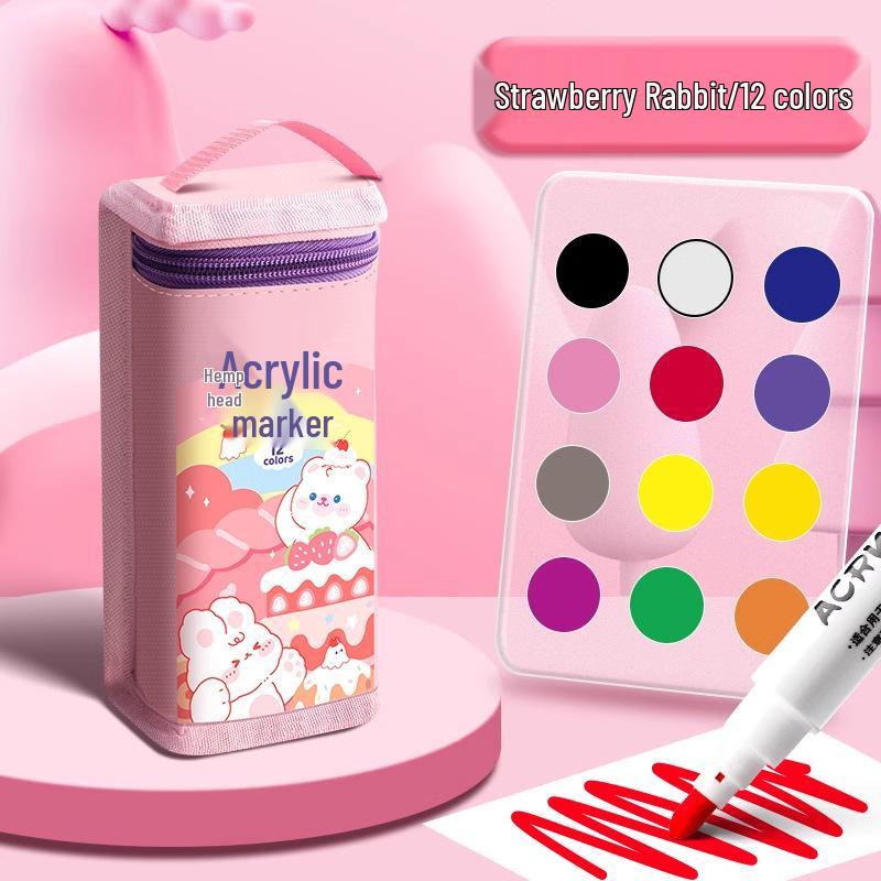 Acrylic Marker and Colored Pencil Set: 24 Opaque Colors, 36 Paint Brushes for Kindergarten Art