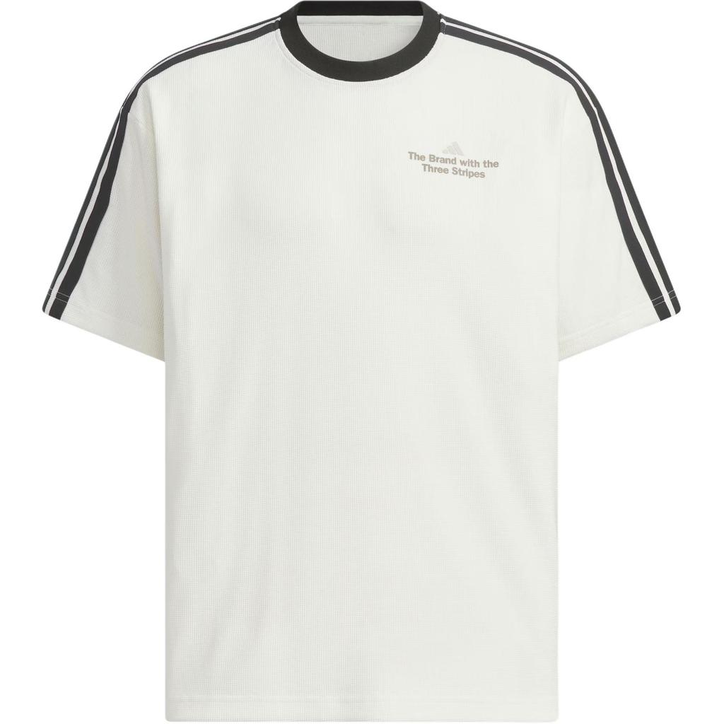 adidas T Shirts Men's Jade White/Black Crew Neck Moderate KF2472