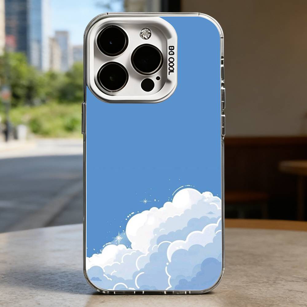 Simple little white cloud White Shockproof Phone Case For iPhone 16,15,14,13,12,11,Pro,XS,Max,Plus,Mini,SE