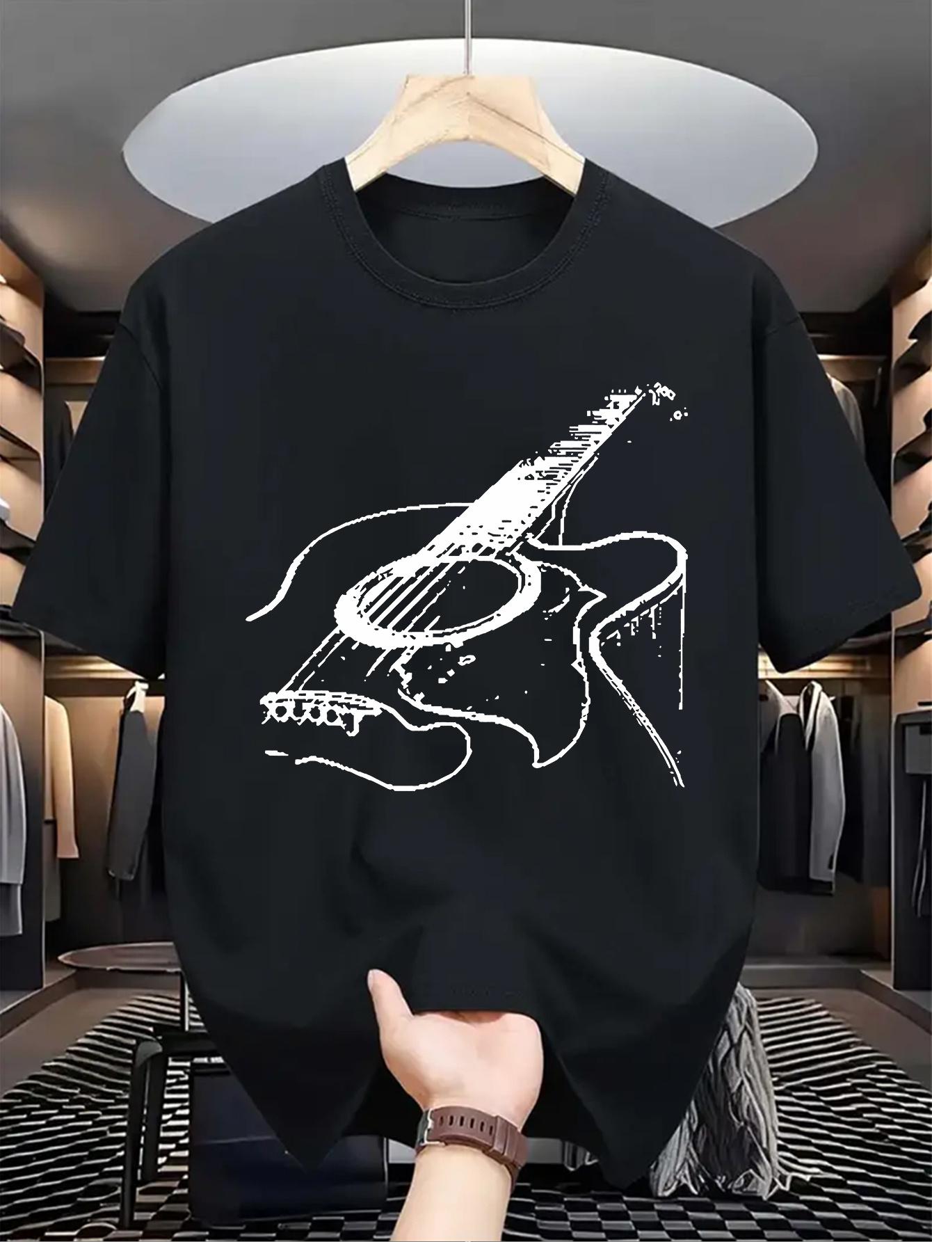 Rock Guitar Pattern Printed Casual Summer Tops XS