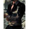 Fashion Luxury Party Evening Dress Shirts Lapel Button Down Shirts Casual Printed Newspaper Text Art Men's Top Shirts