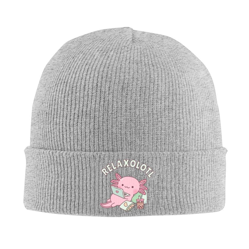Cute Relax A Lot Axolotl Funny Pun Warm Knitted Cap Hip Hop Bonnet Hat Autumn Winter Outdoor Beanies Hats for Unisex Adult