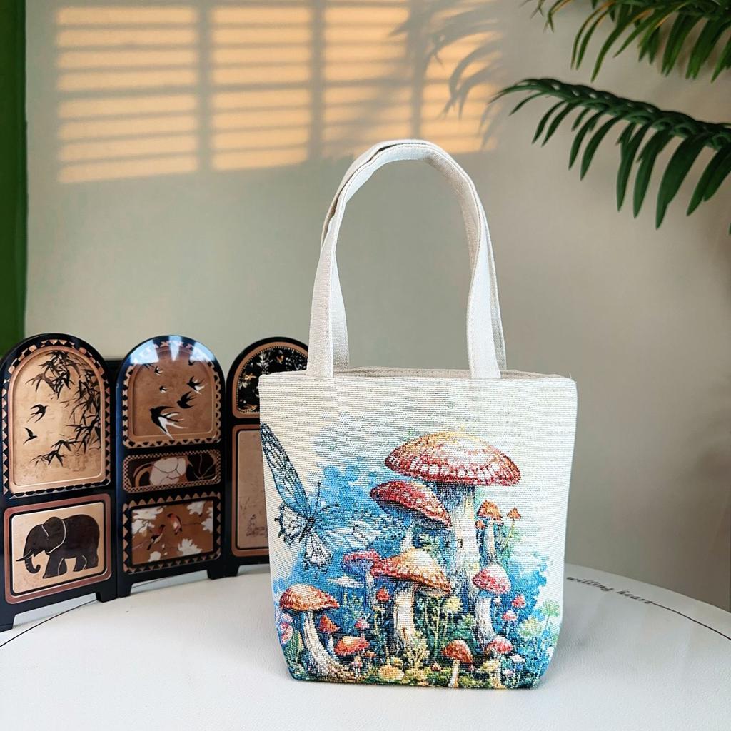 Popular Canvas Bag, Mobile Phone Change Bag, Cartoon Bag, Double-sided Jacquard Hand Bag, Cute Small Bag with Embroidery Pattern.