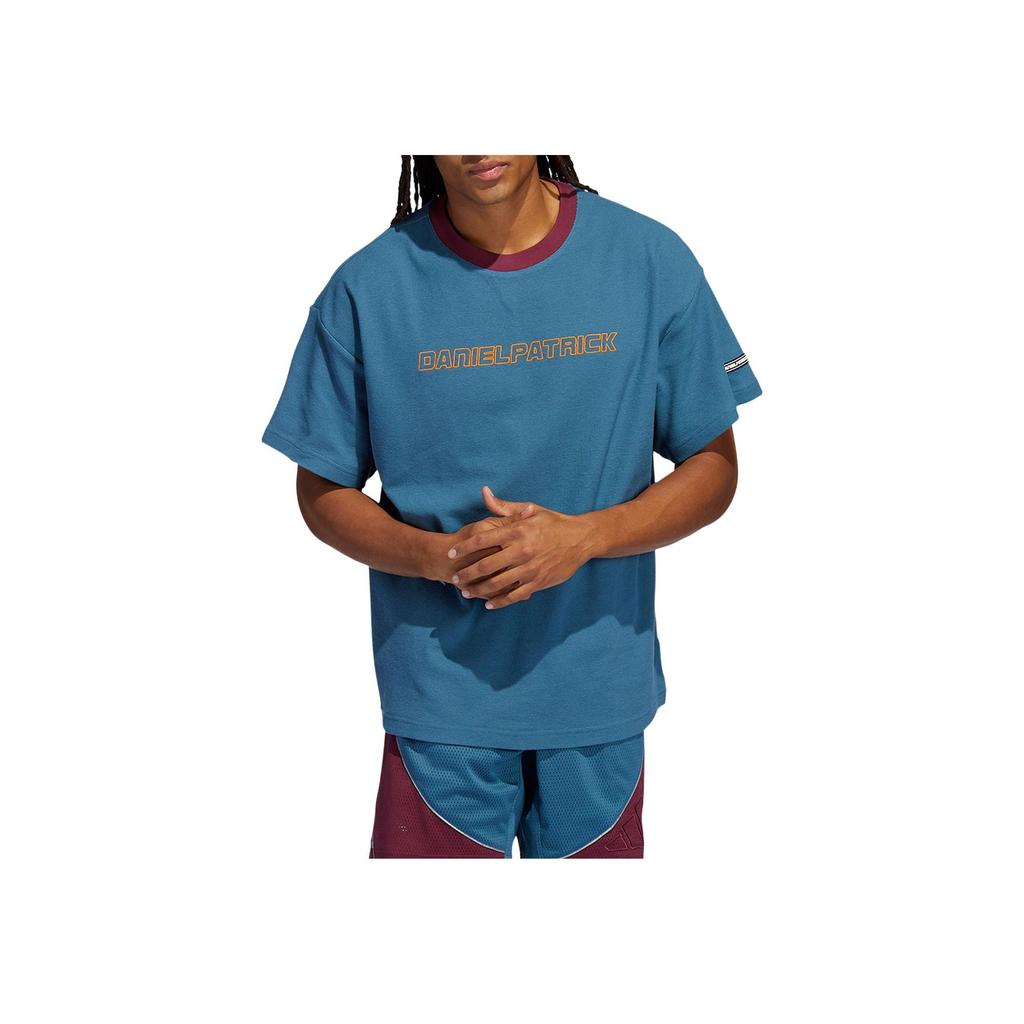 Adidas Casual Round Neck Solid Color Letter Sports Short Sleeve T-Shirt Men Tops Blue H36275