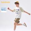 Balabala Children's Short Sleeve Set 2025 New Children's Clothing Summer Men's and Big Children's Two Piece Set Thin, Quick Drying, Breathable