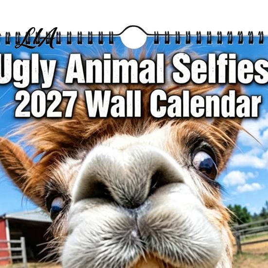 Daily Task Organizer 2027 Ugly Animal Selfies Wall Calendar, Funny Farm Photography Monthly Planner for Home Schedule Office Decoration, 12