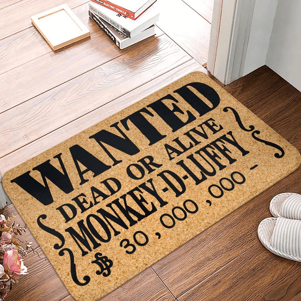 Anime One Piece Front Door Mat Anti-Slip Outdoor Absorbent Straw Hat Pirates Luffy Doormat Garden Garage Entrance Rug Carpet