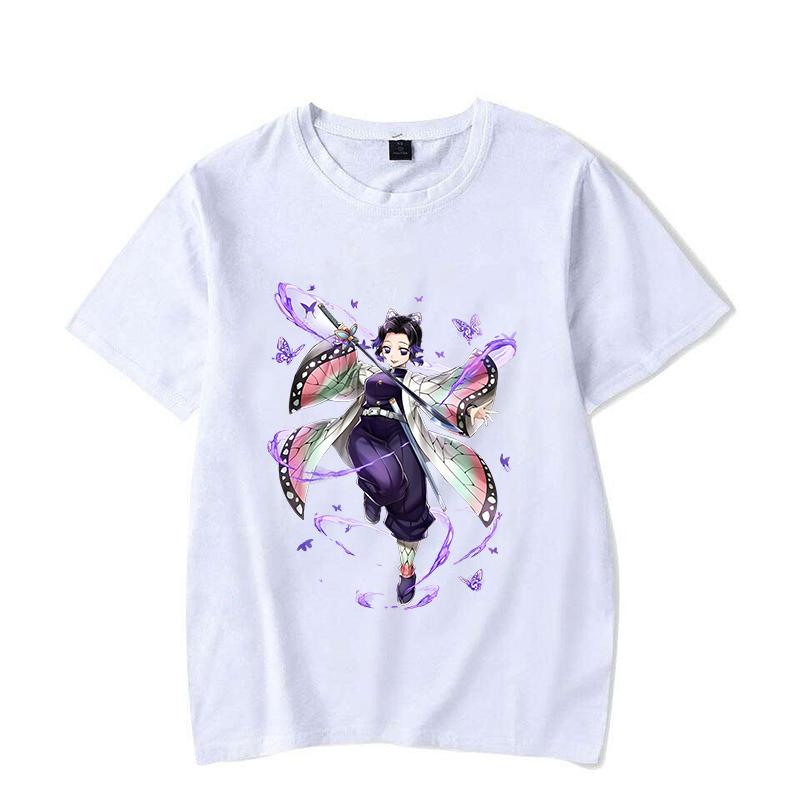 New Women's Fashion Funny Kochou Shinobu Print T Shirt Summer Unisex Loose Casual Plus Size Anime Graphic Tee Tops
