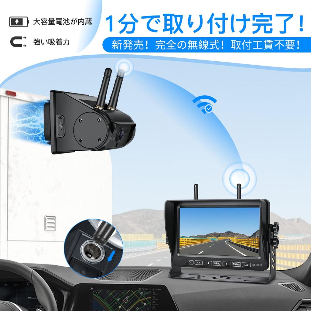 Hizenyo Backup Camera Monitor Set with Recording Backup 3x Zoom Rechargeable Truck Wireless Backup 24V Digital Split Display Compatible with