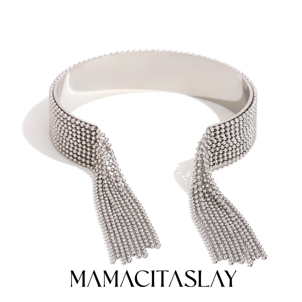 MamacitaSlay 316L Stainless Steel Chain Tassel Ring Bracelet Adjustable 18K PVD Plated Waterproof Jewelry For Women's Charm Gift