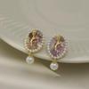 French Baroque Pearl & Purple Crystal Tulip Earrings