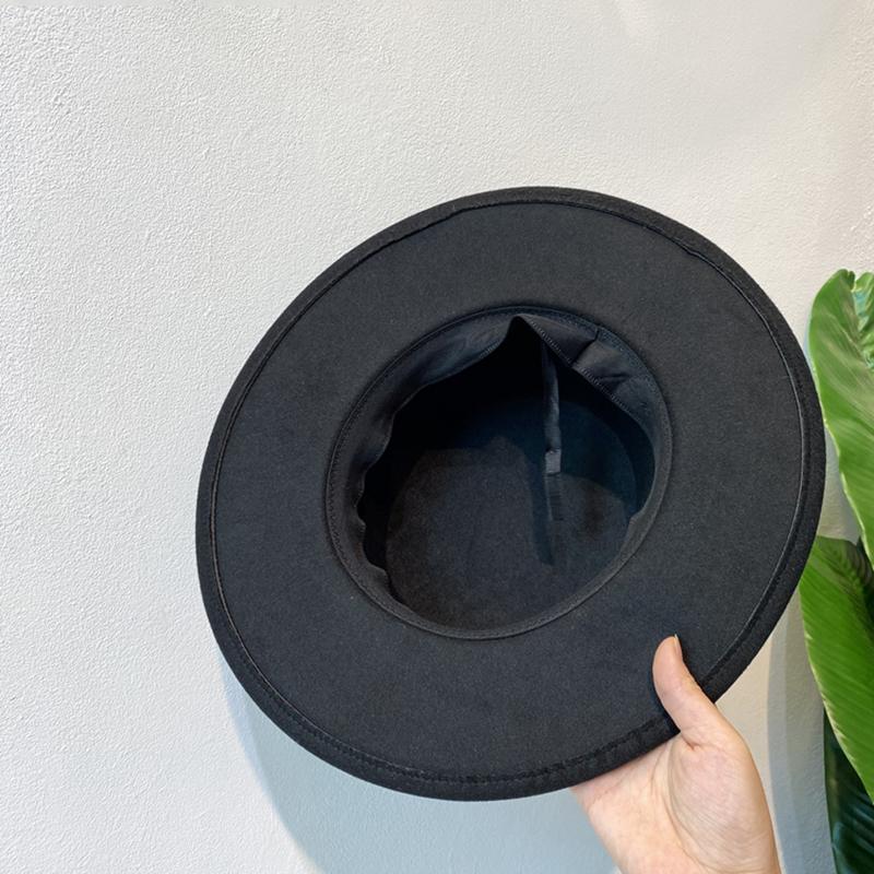 Belt Buckle Decorated Wool Fedoras Hat For Women Flap Brim Felt Hats Retro Jazz Cap Winter Autumn Warm British Style Boater Caps