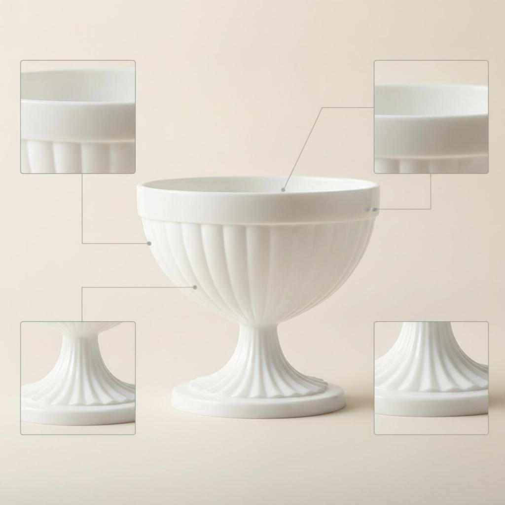 Flower Vase with Pedestal Fluted Decorative Ribbed Urn for Florists, Crafters, Home Decor,