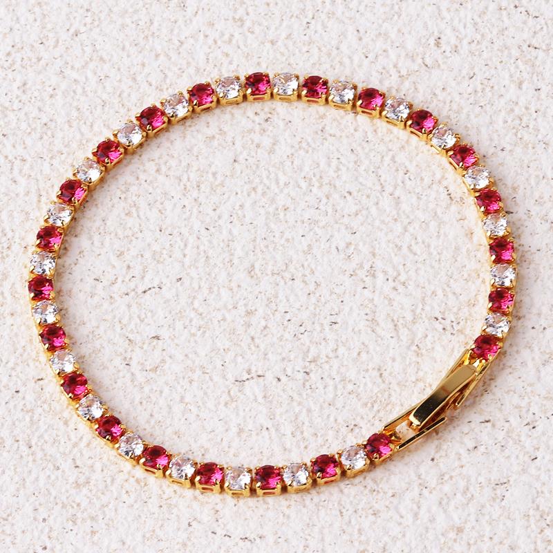 New Rainbow Crystal Tennis Bracelets For Women Men Kpop Silver Color Friend Gifts Colorful Zirconia Bangle Chain on Hand Jewelry
