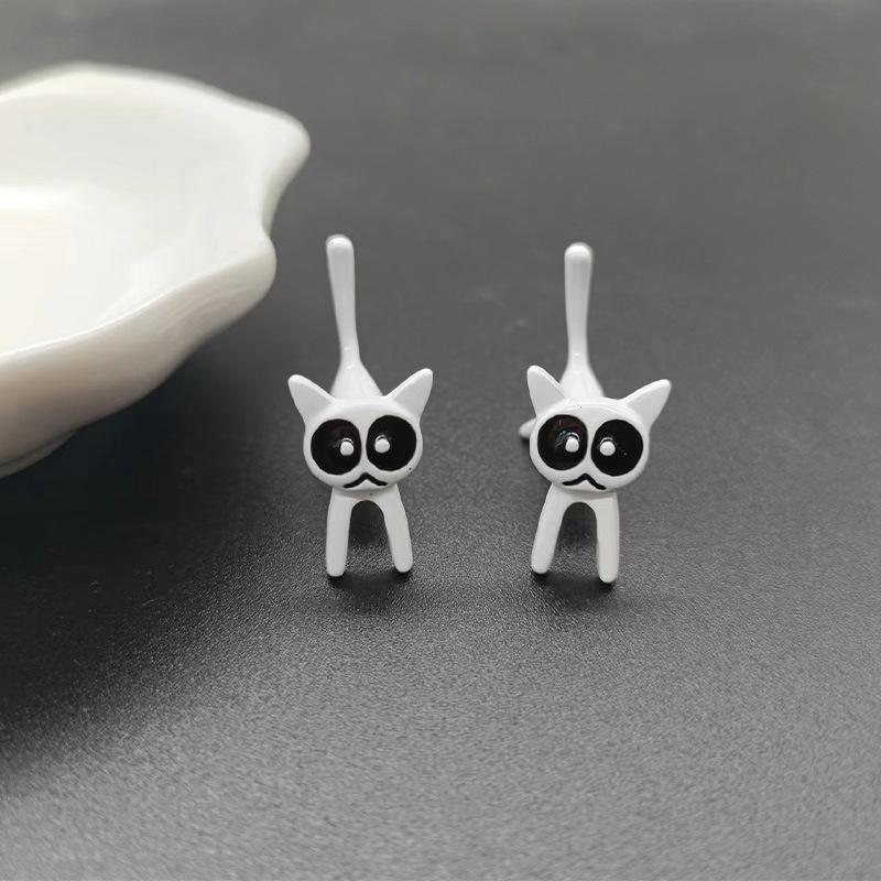 New Cute Elf Kitten Cartoon Earrings Simple Design Geometric Earrings In Stock