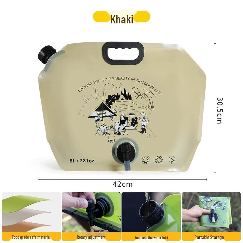 Portable 8L Foldable Water Bag for Camping & Hiking - Food Grade Large Capacity