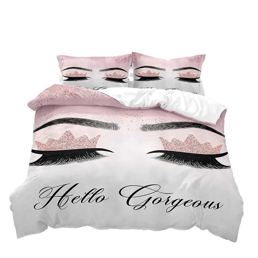 Eyelash Pattern Digital Printing Duvet Cover Set Bedding