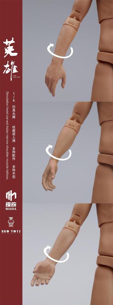 Toy Hobby [TOYBARJAPAN] 1/6 Scale Figure Accessories / MAHA Studio MH2202A Asian Yellow Skin Male Body Arms