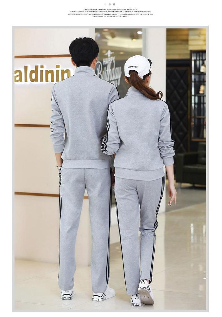 Trendy Three-Stripes Unisex Sports Suit: Customizable LOGO for Spring & Autumn