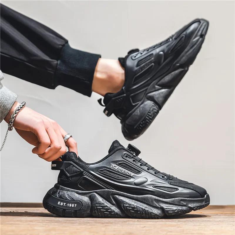 Zwarte Heren Casual Sneakers 2024 Zomer Ademend Mesh Dikke Zool Lage Top Mannen Joggen Platform Wandelen Voor Mannen Schoenen Mannen