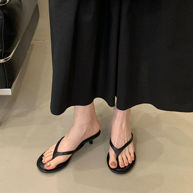 

Fashion Fashion Round Toe Women Thin Heels Slippers Slides Female Flip flops Sandals Spring Summer Ladies Heeled Slippers Shoes Pumps 35 чёрный