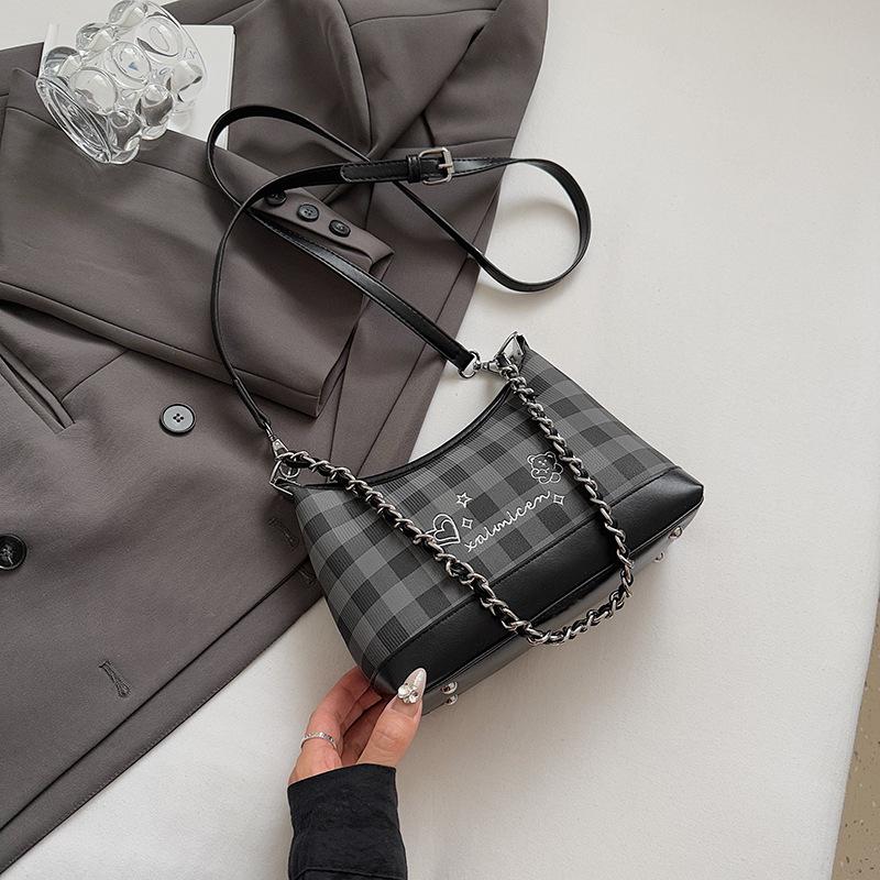 

Popular chain bag women s summer new fashion plaid shoulder bag crossbody dumpling bag