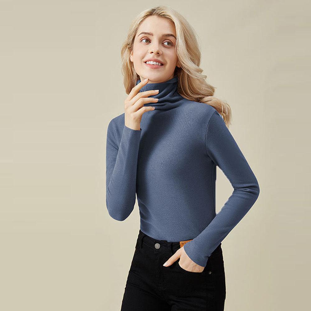 Women's Winter High Collar Elastic Turtleneck Sweater Tops Blouse Undershirts Long Sleeve T-Shirts For Women Thermals Pullovers Formal Clothes