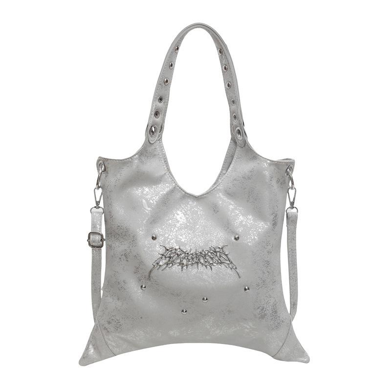 

Женская сумка через плечо с заклепками, сумка-ведро из ПУ, корейская мода, новинка