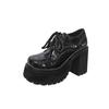 Fashion 10cm Chunky Pumps Plus Size 35-43 Platform High Heels Loafers Women Patent Leather Slip on Jk Uniform Shoes Zapatos De Mujer