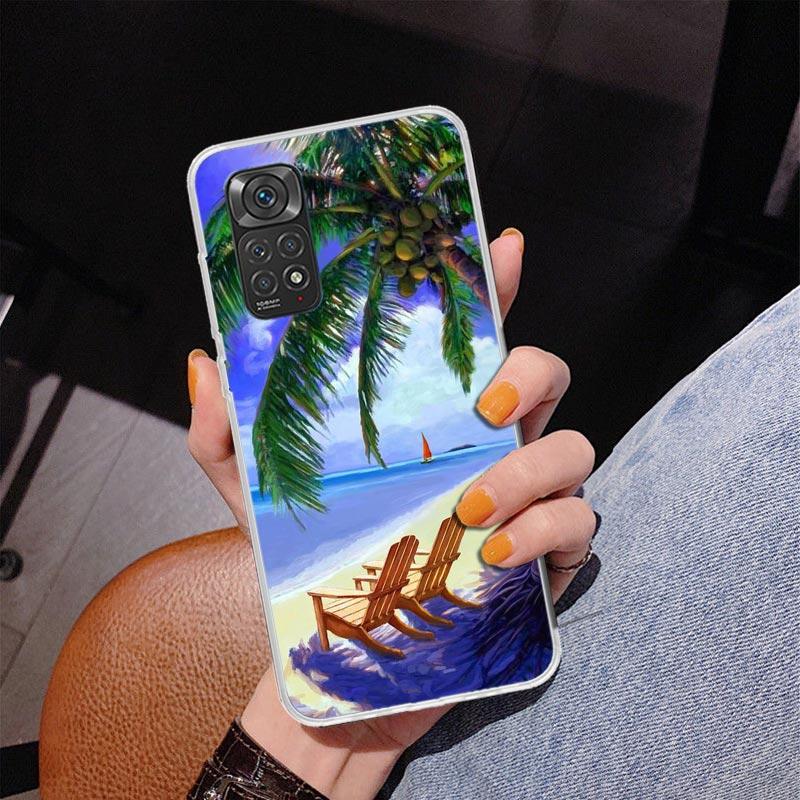 Sommer Strand Sonnenuntergang Meer Palme Handyhülle Für Xiaomi Redmi Note 15 14 13 12S 12 11 Pro Plus 14S 11S 11E 10 10S 11T 5G Persona