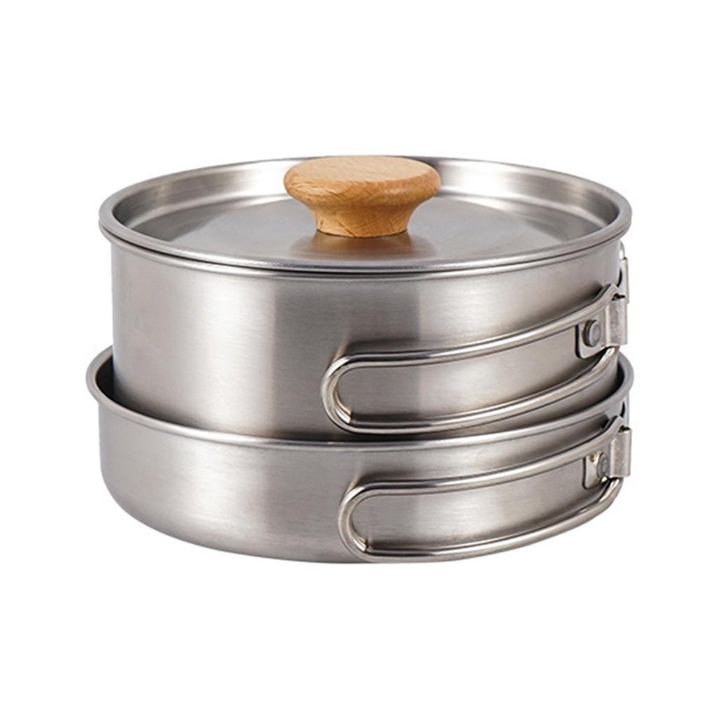 Ensemble de casseroles et poêles de camping en acier inoxydable pour l'extérieur, ensemble de casseroles et poêles polyvalentes, fournitures de camping