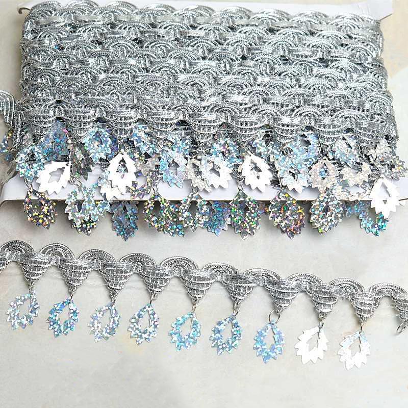 Pagoda Hanging Maple Leaf Sequins Trimming Braided Gold Silver Diy Performance Costume Decorative Sewing Textile Gold Lace Trims