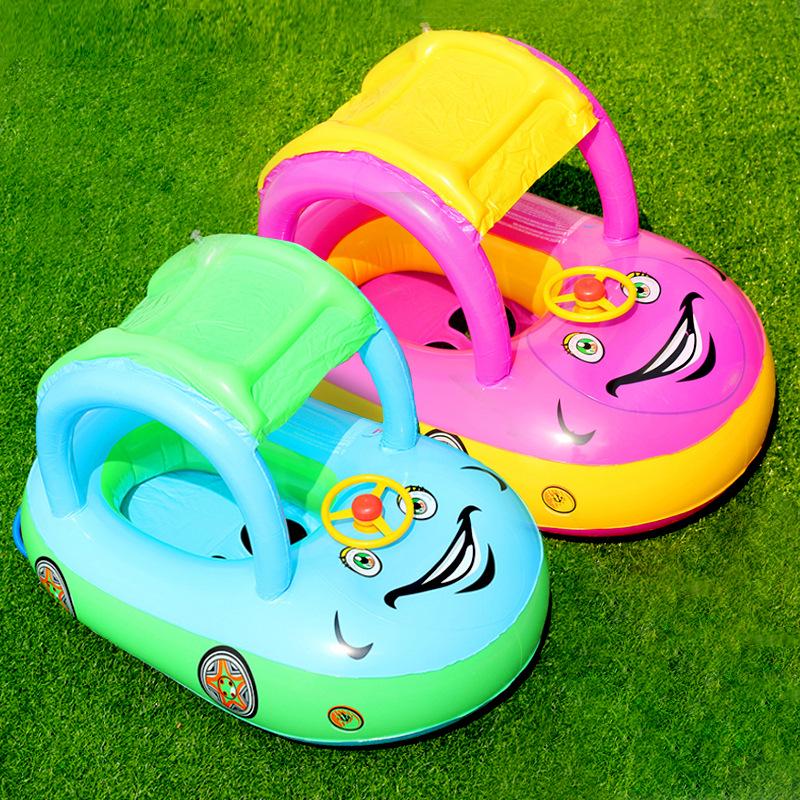 ABC Sunshade Baby Swimming Ring with Steering Wheel & Seat