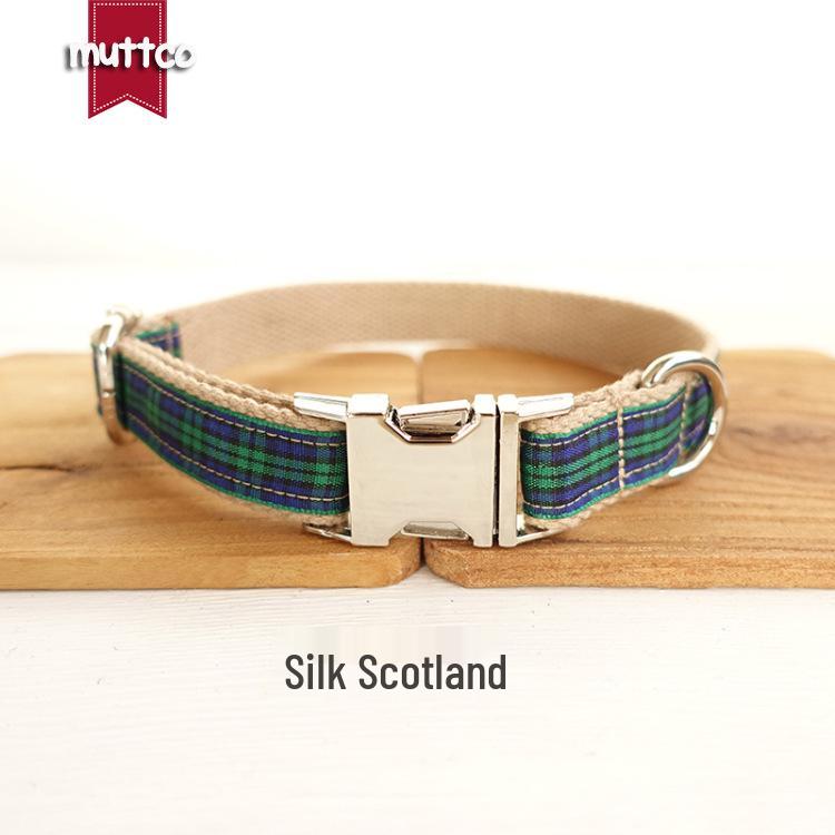 Muttco Plaid Dog Collar: Stylish Metal Neck Accessory for Pets S