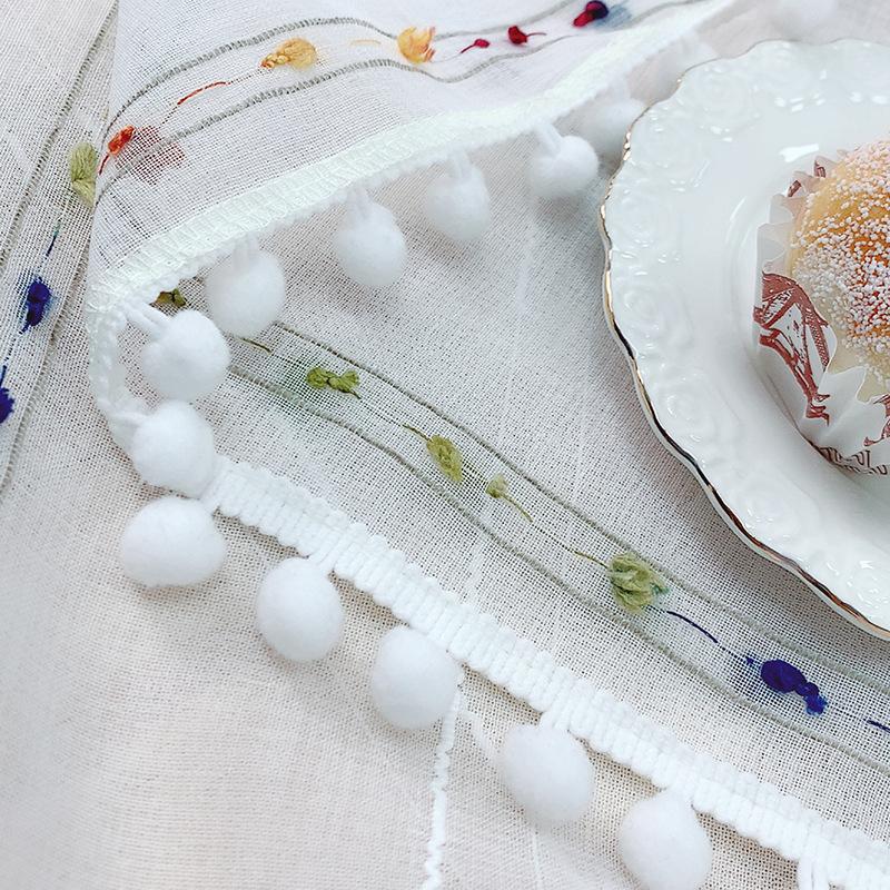 Spitze Tischdecke Rechteck Kaffeetischdecke Deko für Küche Esszimmer Zuhause Hochzeit Tüll Quaste Jacquard Tischdecke Überzug Matte