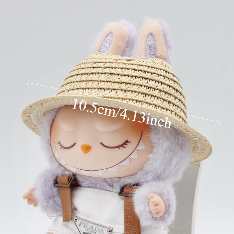 Only Hat Labubu Empty Straw Hat Pastoral Style Doll Accessories Hat Spring Summer Outing