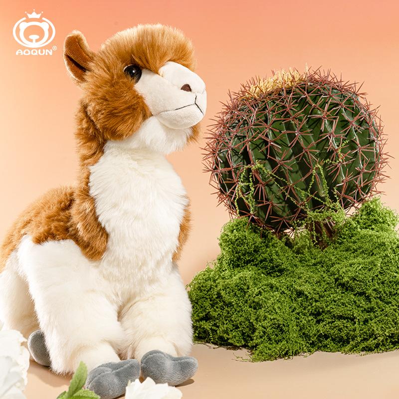 Realistic Alpaca Plush Toy Stuffed Animal Comfort Doll Christmas Pillow Wedding Mascot Doll 