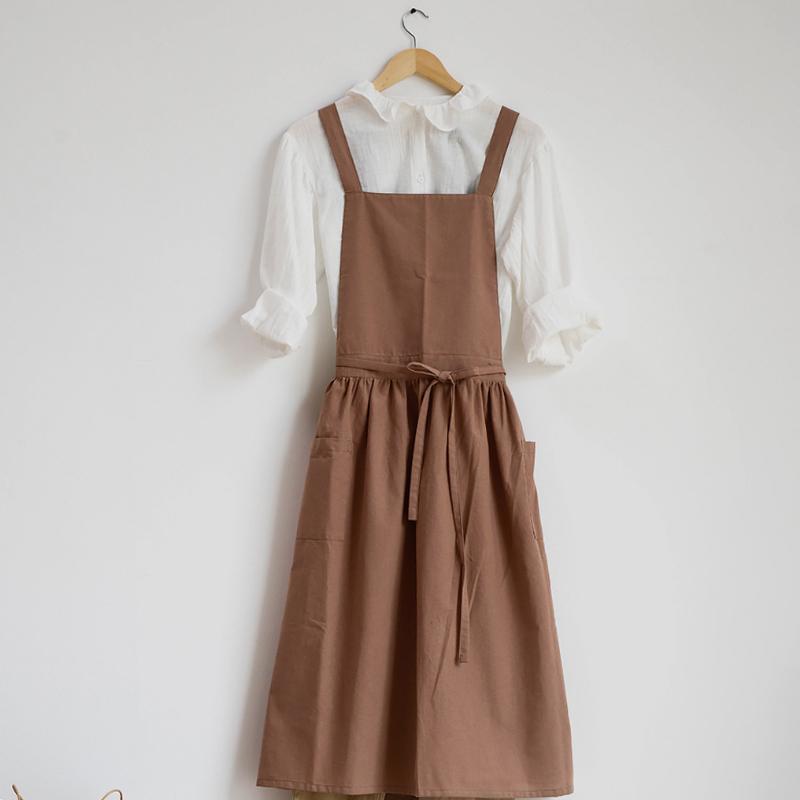 

Waterproof Cotton Linen Literary Apron, Kitchen Vest, Waist Skirt, Work Uniform, Restaurant Stylish Design Pinafore