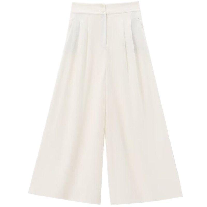 

Fashion Style 2024 Summer New Arrival Women s Clothing High Waist All-Matching Linen Blended Pleated Wide Leg Pants 2365586 Picture color L