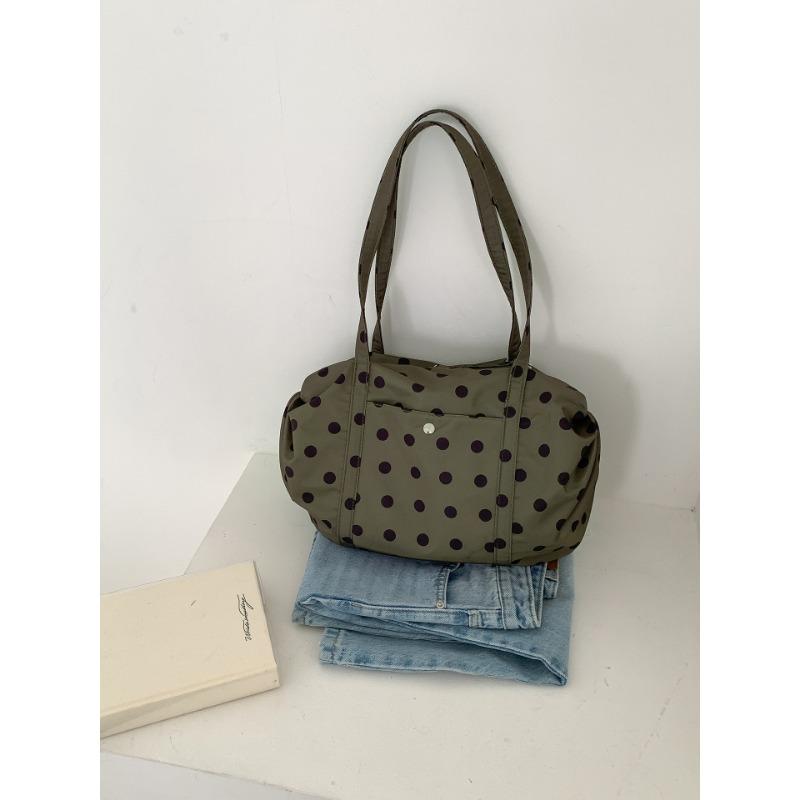 

Милый стиль черно-белый горошек сумка большой вместимости сумка через плечо новая повседневная универсальная нейлоновая сумочка женская зелёный