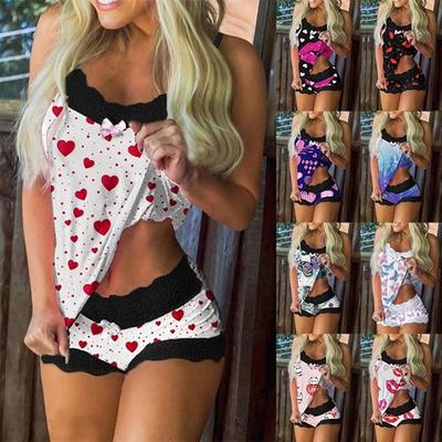 Fashion Women Pajamas Set Lace Lingerie Underwear Sleepwear Cute Vest Shorts
