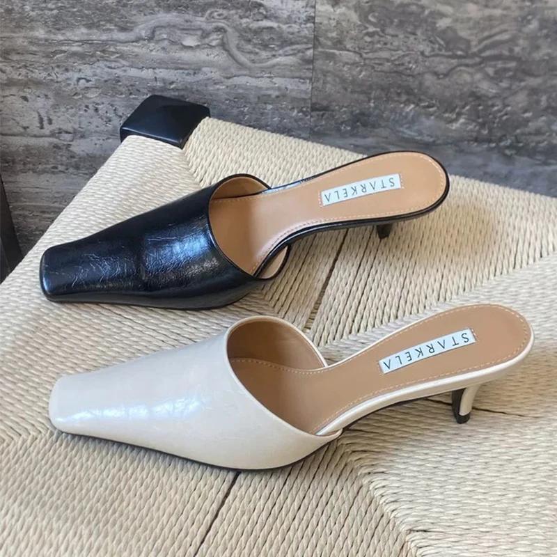 Fashion Women's Slippers Fashion Dress Heeled Shoes Slingback Mules Shoes Summer 2025 Casual Luxury Pumps Classic Sandalias De Mujer