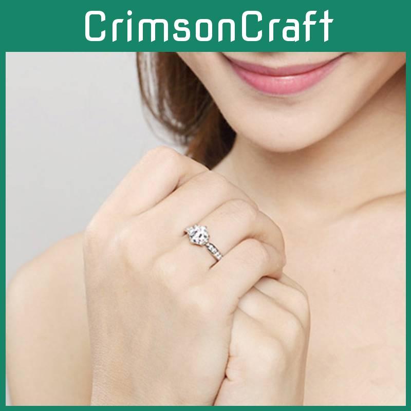 Geometric Elegant Women White Copper Ring Diamond Weddings Engagements