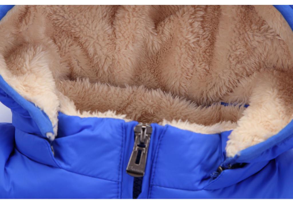 2026 Kids' Hooded Plaid Fleece-Lined Down Jacket for Boys & Girls, Warm Cotton Outerwear for Baby, Autumn & Winter.