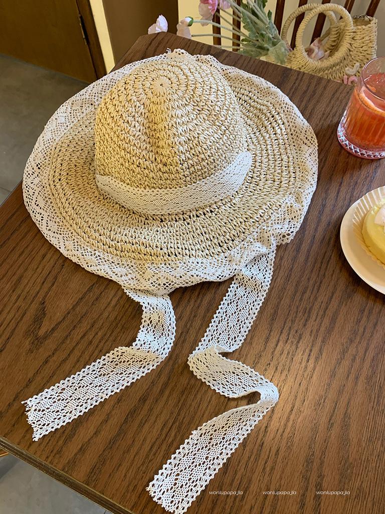 Wide Versatile Unisex Brim Straw Hat With Lace Edging For Adults Ideal For Spring And Summer