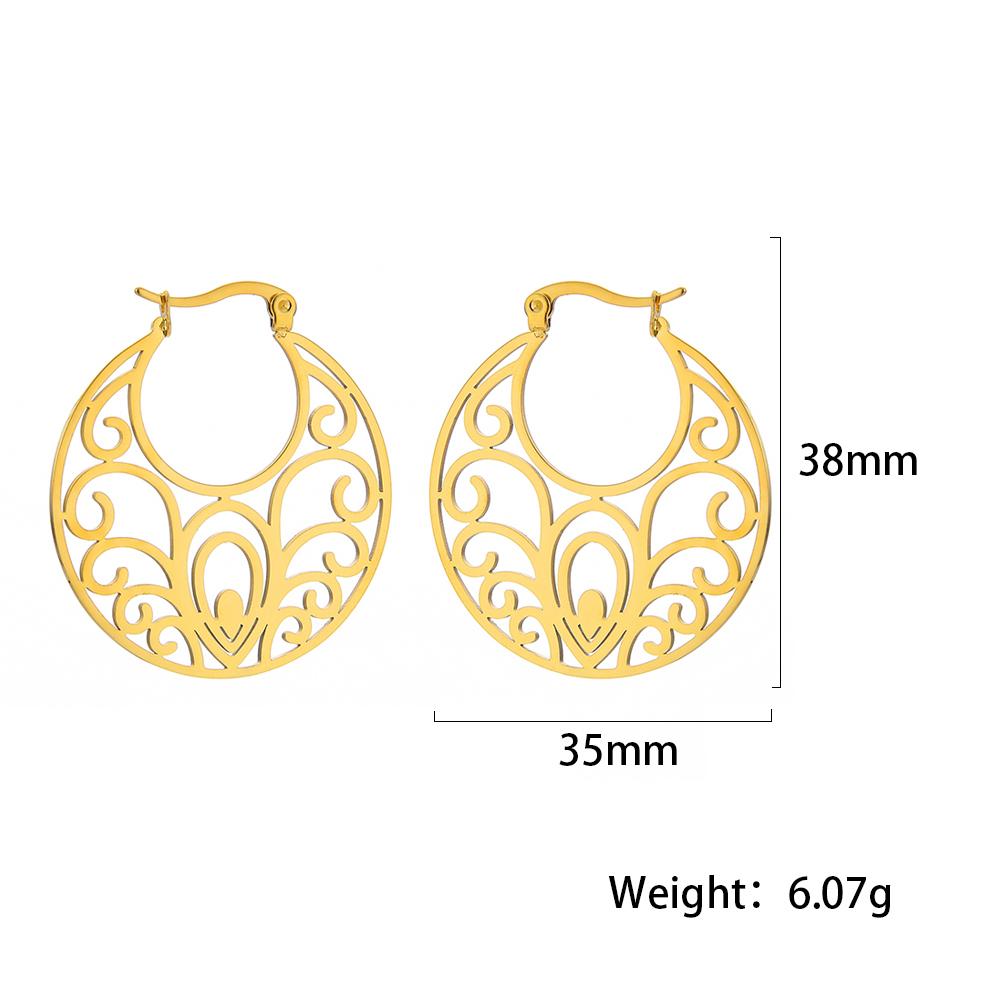 Cazador Vintage Filigree Hoop Earrings for Women Flower Tree Lotus Stainless Steel Jewelry Wedding Birthday Mother Gifts 2025