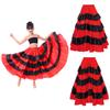 Girls Spanish Flamenco Tiered Ruffles Satin Wide Hem Skirt Performance Costume